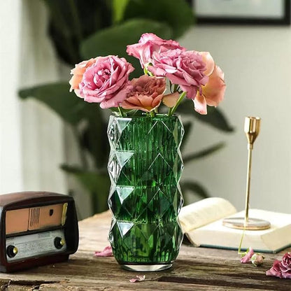 Flower Vase for Decor Glass Green Vase 11" Tall
