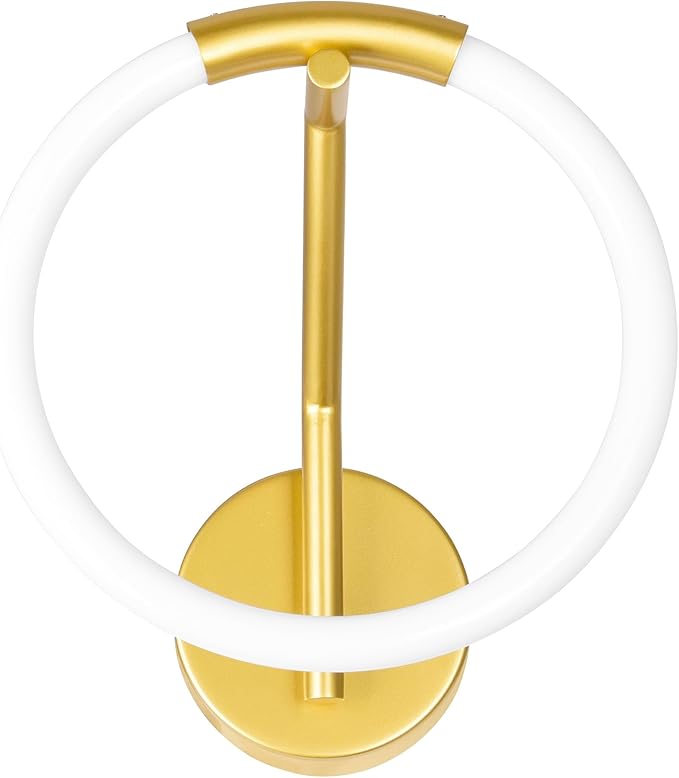 CWI Lighting Hoops 10'' Modern LED Wall Sconce in Satin Gold – Geometric Ring Light for Hallway, Entryway, Bathroom – Integrated LED, No Bulb Required – Sleek Minimalist Design