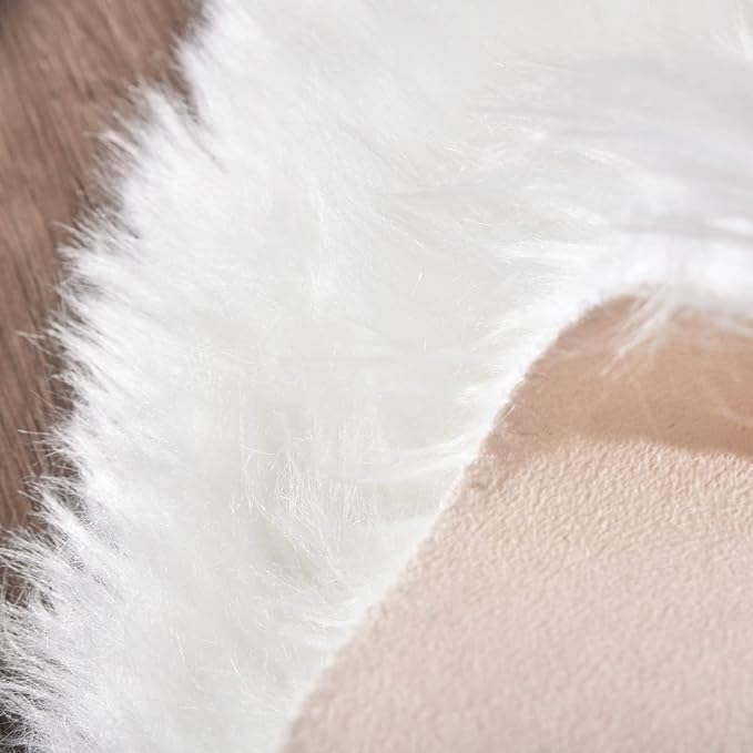 White Faux Sheepskin Shag Fur Runner Rugs for Living Room Bedroom Fluffy Washable Furry Area Rug 2x6 Nursery Rug Teen Room Décor