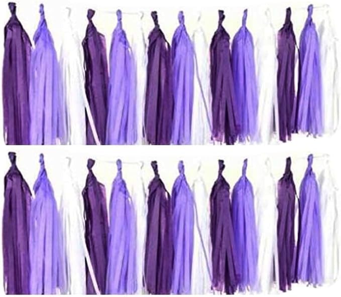 30pcs Paper Tassels Garland Banner Tissue Paper Tassel DIY Hanging Paper Decorations Party Tassel Garland Decor Baby Shower Nursery Wedding Festival Baby Shower Decoration(30, Purple kit)