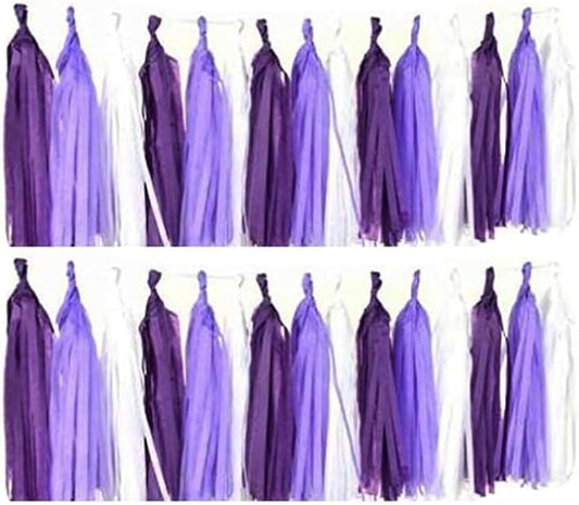30pcs Paper Tassels Garland Banner Tissue Paper Tassel DIY Hanging Paper Decorations Party Tassel Garland Decor Baby Shower Nursery Wedding Festival Baby Shower Decoration(30, Purple kit)