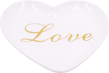 Stephanie Imports Heart-Shaped Love Ceramic Trinket Plate and Decorative Jewelry Dish