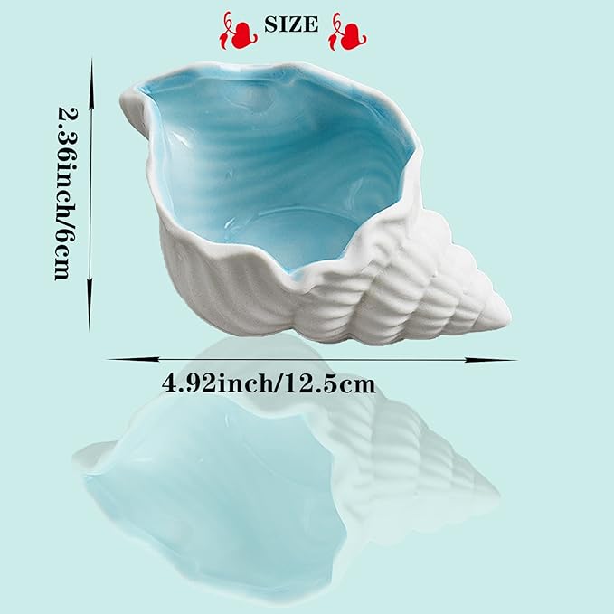 Ceramic Conch Jewelry Dish Tray Shell Trinket Dish Ring Holder Ocean Coastal Decor Jewelry Tray Decorative Tray Key Bowl for Jewelry Birthday Party Easter Gift Hom Room Beachy Decor (E STYLE)