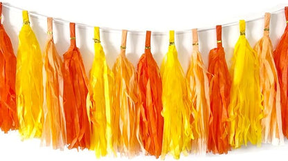 30pcs Paper Tassels Garland Banner Tissue Paper Tassel DIY Hanging Paper Decorations Party Tassel Garland Decor Baby Shower Nursery Wedding Festival Baby Shower Decoration(30, Yellow Orange)