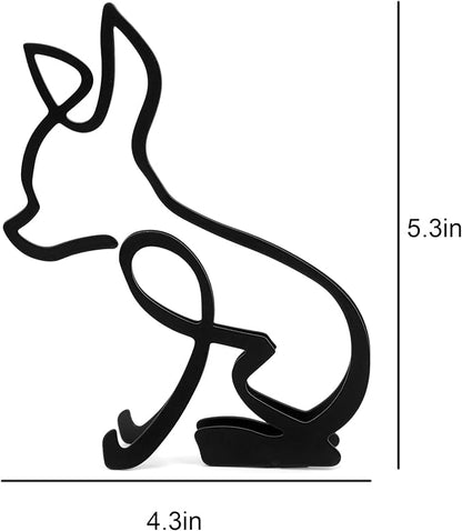 Marsrut Abstract Chihuahua Metal Dog Sculpture Minimalist Geometric Line Art Breed Wall and Table Decor Wire Art Statue for Living Room Home Office Desktop Ornament Decoration