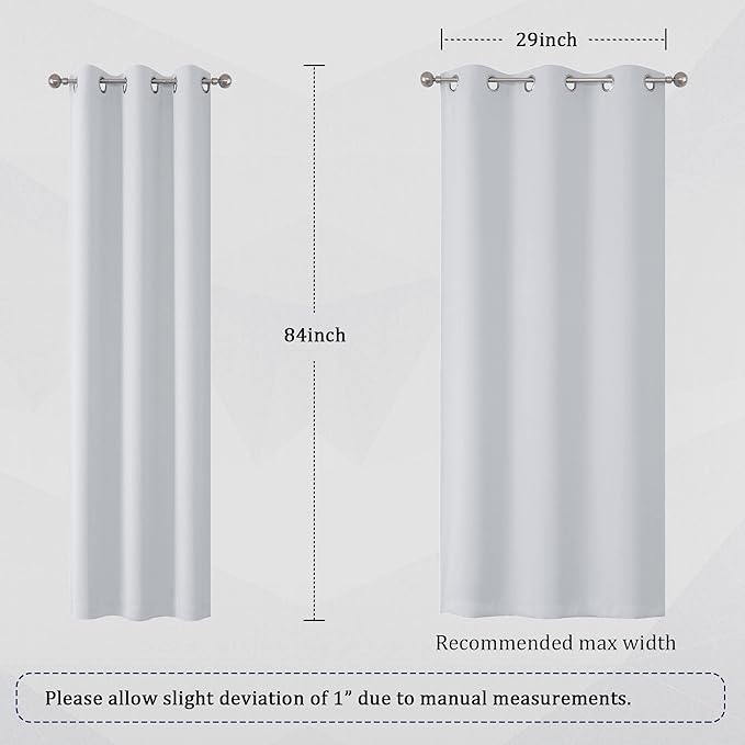 DUALIFE Bedroom Privacy Room Darkening Curtains 2 Panels - Grommet Window Treatments for Bedroom/Nursery 84 Inches Long (34 by 84, 2 Panels, Greyish White)