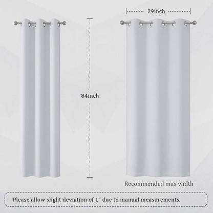 DUALIFE Bedroom Privacy Room Darkening Curtains 2 Panels - Grommet Window Treatments for Bedroom/Nursery 84 Inches Long (34 by 84, 2 Panels, Greyish White)