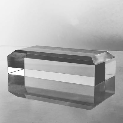 CiaoHER 2in Thickness Beveled Solid Acrylic Display Block Clear Polished Pedestal Stand Riser Solid Base (4x8)