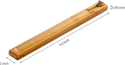 3 Pieces Bamboo Wood Incense Holder for Sticks with Adjustable Angle, Incense Burner with Ash Catcher, 9.8 Inches