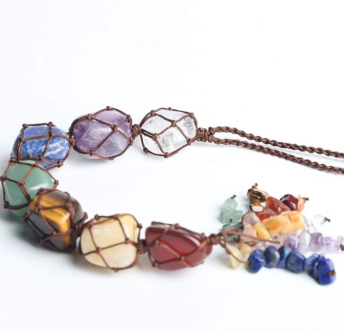 7 Chakras Healing Crystals Home Interior Decoration Car Hanging Ornaments Window Good Luck Home Decoration for Reiki Healing Good Luck Feng Shui Decorations (7 Chakra)