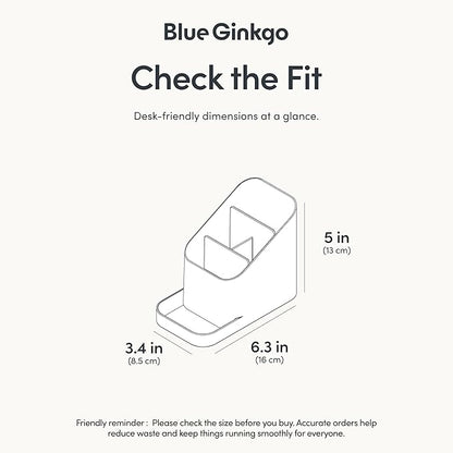 BLUE GINKGO Desk Holder – Korean-Made Office Organizer for Pencils, Pens, Notes, and Desk Supplies (White)