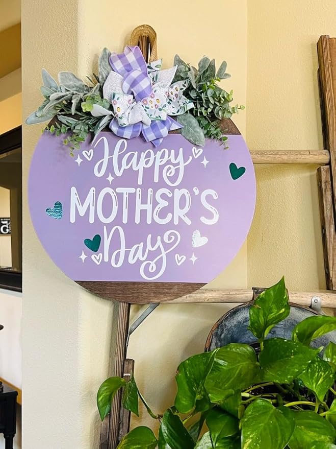 Happy Mother Day Front Door Sign, Personalized Welcome Wreath Hanger, Charming Entry Decoration For Spring, Wall Accent, Thoughtful Gift For Mom During Holiday Celebrations Doorsign_281125_SR6_6