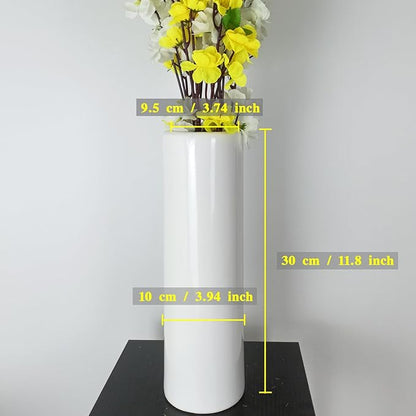 12Inch Tall White Ceramic Flower Vase,Home Decor White Vases for Pampas Grass,Textured Modern Vases for Living Room Decorations,Table Centerpieces,Shelf,Farmhouse Small Ceramic Vase