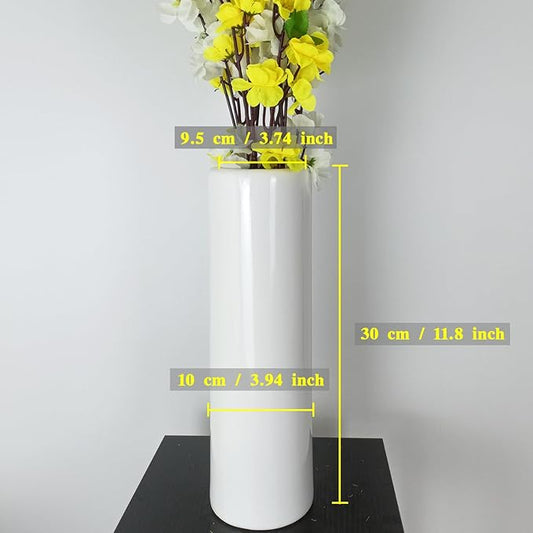 12Inch Tall White Ceramic Flower Vase,Home Decor White Vases for Pampas Grass,Textured Modern Vases for Living Room Decorations,Table Centerpieces,Shelf,Farmhouse Small Ceramic Vase