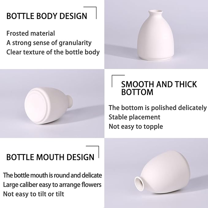 5'' White Ceramic Bud Vases Set of 20,Small Vases in Bulk for Flowers,Mini Vases for Centerpieces,Modern for Floral and Pampas Grass,Boho for Wedding,Party,Table Home Decor