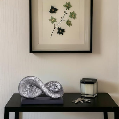 5.5‘’ Infinity Knot Sculpture - Abstract Decorative Object, Modern Infinity Loop Symbol for Home Decor, Knick Knacks for Shelves, Living Room Table, TV Stand, Geometric Coffee Table Statues(Silver)
