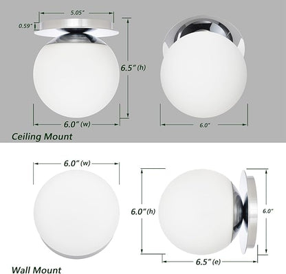 Chrome Wall Sconces, 1 Light Modern Globe Sconce, Wall Light for Bedroom Bathroom Living Room & Hallway Vanity Lighting, Ceiling Light Fixture (1-Light, Chrome)