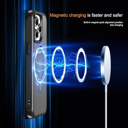 Compatible with iPhone 14 Pro Max Case with Invisible Magnetic O-Ring Stand Military-Grade Translucent Case for iPhone 14 ProMax 6.7" [Compatible with Mag-Safe][Great Grip Feeling], Black