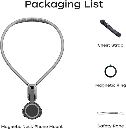 FUNSNAP Magnetic Neck Mount for Phones, POV Phone Holder Hand Free Chest Stand Video Recording Vlog for iPhone 16 15 14 13 Android Phones