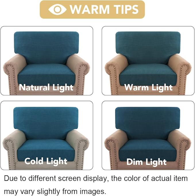 H.VERSAILTEX Multi-Pieces Chair Covers Stretch Couch Covers Form Fitted Seat and Back Cushions Covers (1 Seat Cover Plus 1 Back Cusion Cover, Bonus 2 Armrest Covers), Deep Teal