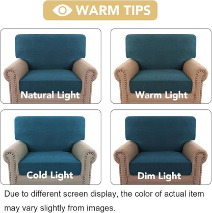 H.VERSAILTEX Multi-Pieces Chair Covers Stretch Couch Covers Form Fitted Seat and Back Cushions Covers (1 Seat Cover Plus 1 Back Cusion Cover, Bonus 2 Armrest Covers), Deep Teal