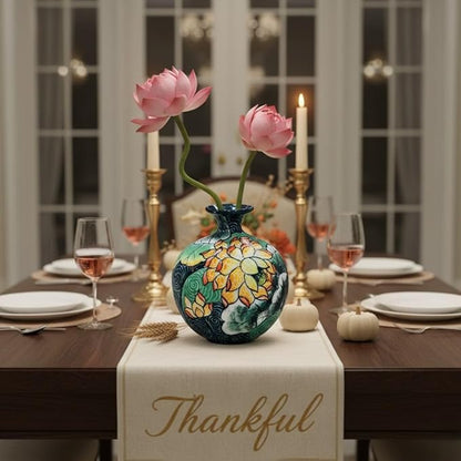 Handmade Mosaic Ceramic Vase – Lotus Design – 25 cm (9.8 in) – Home Décor – Heritage T&T Mosaic Collection – Bat Trang Vietnam