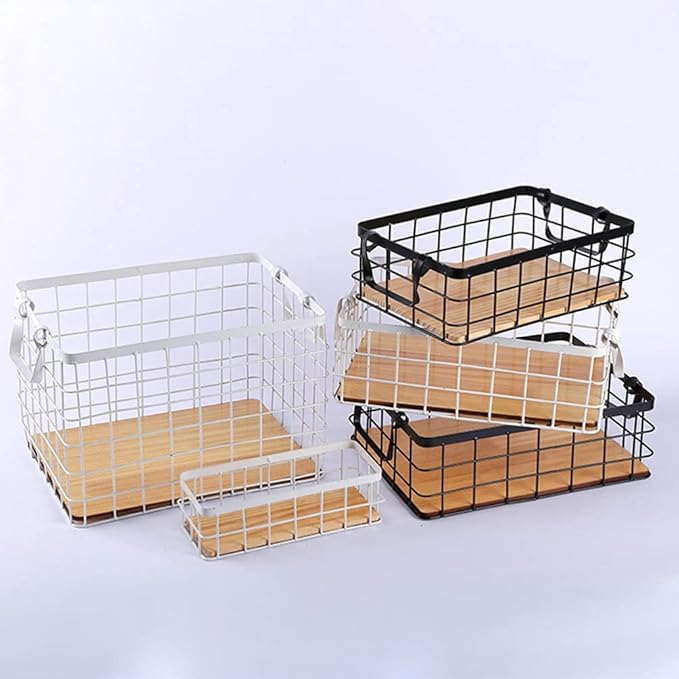 Cabilock Sturdy Iron Wire Basket Decorative Bread Display Basket Handle for Kitchen Home Decor