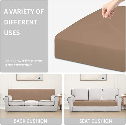 Easy-Going 100% Waterproof Sofa Seat Cushion Slipcovers Couch Cushion Cover Stretch Furniture Protector for Kids, Pets (Sofa Cushion, Camel)