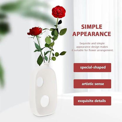 Toyvian 2pcs Ceramic Art Vases Special-Shaped Matte White Decorative Vases for Home Decor Table Centerpieces Flower Arrangements Lightweight Desktop Display