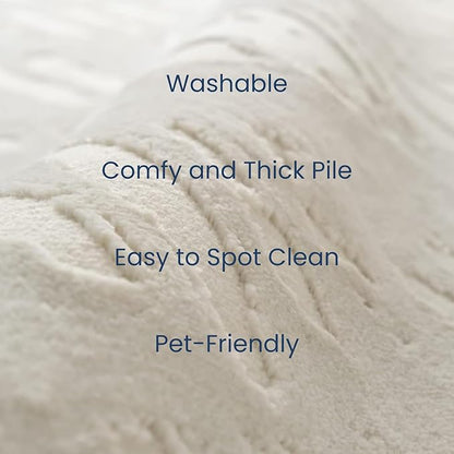 Revival Rugs Shell 6'7"x9' Washable Area Rug for Living Room Bedroom - 100% Recycled Oeko-TEX Certified, Medium Pile, Beige, Cream