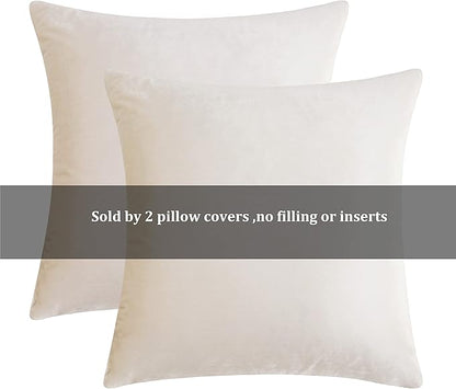 GIGIZAZA Beige Velvet Pillow Covers: Pack of 2 Throw Pillows Soft Solid Covers 16x16 - Decorative Modern Couch Small Cushion Covers,Living Room,Bedroom,Sofa