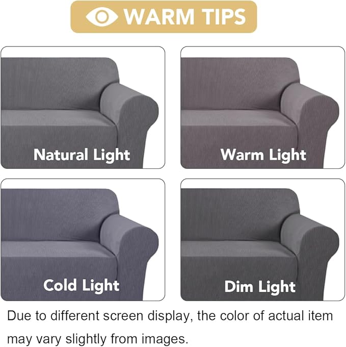 H.VERSAILTEX Stretch Sofa Covers for 3 Cushion Couch Covers Sofa Slipcovers for Living Room Feature Thick Checked Jacquard Fabric with Elastic Bottom, Sofa X-Large - Grey