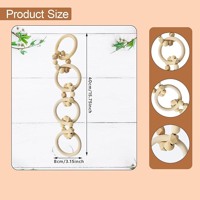 predolo Wood Chain Link Decor, Ornament Wooden Chain