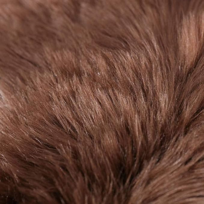 Carvapet 2x3 Brown Faux Sheepskin Area Rug – Fluffy Shaggy Soft Fur Floor Mat, Plush Bedside Carpet and Sofa Cover for Bedroom, Living Room, Nursery