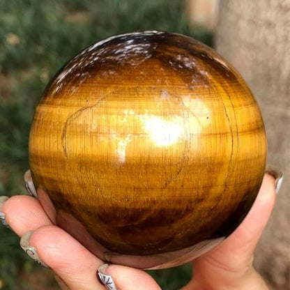 6-7cm/2.36-2.75inch Tiger Eyes Crystal Ball Polished Natural Tiger Eye Stone Sphere Decorative Sphere Healing Crystals Ball Stone Crafts Home Decor Ornament Gifts (Tiger's Eye, 60-70mm)