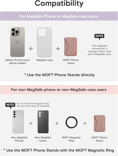 MOFT Magnetic Wallet Stand Compatible with iPhone 17/16/15/14/13/12 Series, Angle Adjustment & Magsafe Compatible MOVAS Phone Stand,Classic Nude