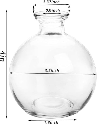 SOUJOY Set of 12 Small Glass Ball Bud Vase, Unique Mini Low Sitting Flower Vase, Clear Floral Centerpieces for Home Decor, Weddings, Floral Arrangements, Events, Parties