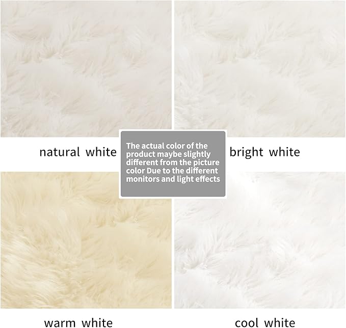 SERISSA Ultra Soft Faux Fur Area Rug White Fluffy Rug Plush Chair Cover Seat Pad Fuzzy Carpet Furry Besides Rug for Bedroom Floor Sofa Living Room 2x4 Feet (Rectangular, White)