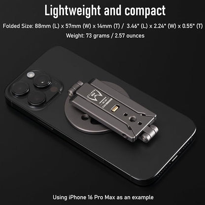 Ultra-Compact Magnetic Tripod for iPhone | Foldable Hook Design, 20 N52 Magnets, Cold Shoe & 1/4" Screw - Phone Stand for iPhone 12-17 & MagSafe Devices
