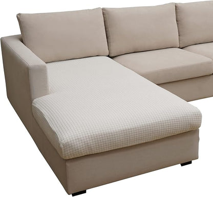 Eismodra Sectional Couch Covers Chaise Cushion Cover for Sofa L Shape Chaise Lounge Magic Stretch 3 Cushion Couch Slipcover for Dogs L Shaped Replacement Protector,Cream White X-Large(Only 1 Piece)