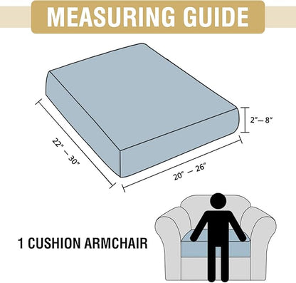 H.VERSAILTEX Chair Cushion Cover Individual Couch Cushion Covers Stretch Couch Covers for Sofa Suede Sectional Couch Covers(1 Piece Chair Cover, Grey)
