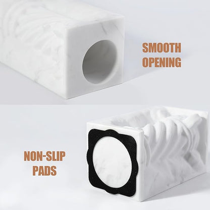BCS Marble Pencil Pen Holder Stand for Desk, Luxury Makeup Brush Holders, Elegant Roman column Desk Pen Organizer, Unique Versatile Pencil Cup for Office, School, Home Decor - Mini Vase(White)