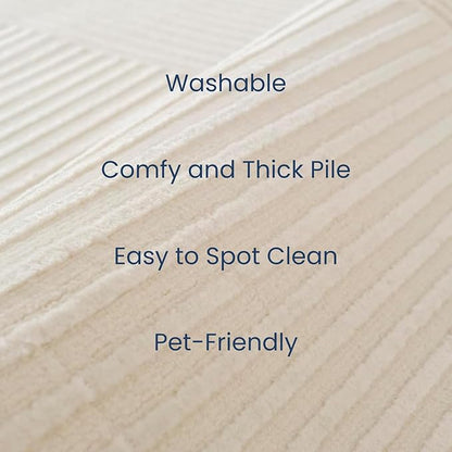 Revival Rugs Record 2'7"x9' Machine Washable Runner Rug for Hallway Entryway - 100% Recycled Oeko-TEX Certified, Medium Pile, Beige, Cream