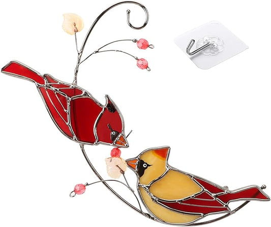 Ciarain Cardinal Suncatcher Stained Glass for Window Hangings, Red Birds Suncatchers for Windows, Cardinal Sun Catcher Gifts for Women,Best Gift for Christmas,Memorial Gifts for Loss of Loved One