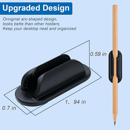 40 Pack Adhesive Pencil Holders for Desk,Silicone Flexible Pen Holder for Wall, Office, School,Home,Classroom Must Haves,Teacher Essentials Accessories,Desk Organizer,Art Supply,Small Gift(40, Black)