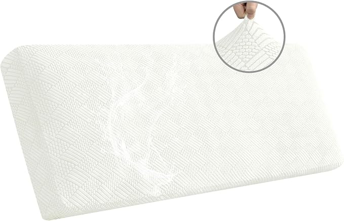 Easy-Going Waterproof Couch Cushion Covers for Couches and Sofas, Stretch Jacquard Sofa Seat Cover Replacement for Dogs, Pets & Kids, Durable Furniture Protector for Oversized Sofa Cushions, Ivory