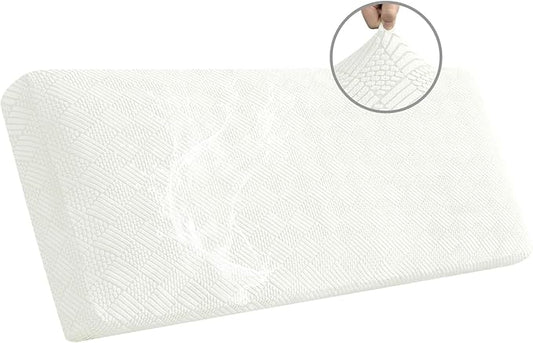 Easy-Going Waterproof Couch Cushion Covers for Couches and Sofas, Stretch Jacquard Sofa Seat Cover Replacement for Dogs, Pets & Kids, Durable Furniture Protector for Oversized Sofa Cushions, Ivory
