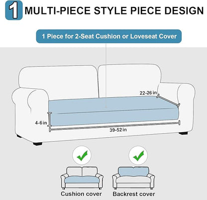 NAISI Waterproof Couch Cushion Covers Thick Velvet Fabric Washable Sofa Slipcovers 1 Piece Individual Sectional Couch Covers with Elastic Bottom(1 PC for 2-Seat Cushion or Loveseat,Coffee)
