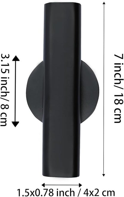 7" Wall-Mounted Flower Tube, Top/Bottom Open Vase, Wall Metal Flower Tube Decoration Holder for Flower Display, Home Office Living Room Bedroom Decoration with Adhesive Material, 2pcs(Black)