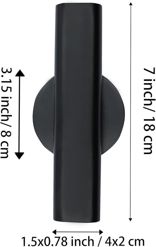 7" Wall-Mounted Flower Tube, Top/Bottom Open Vase, Wall Metal Flower Tube Decoration Holder for Flower Display, Home Office Living Room Bedroom Decoration with Adhesive Material, 2pcs(Black)